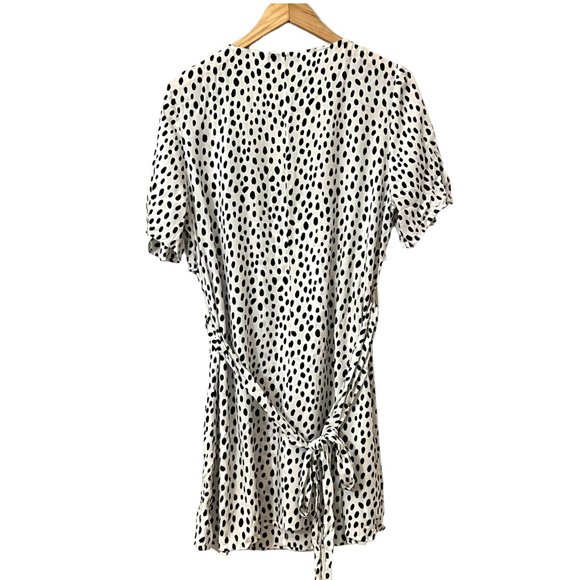 Zara Women's Dress Polka Dot Tie Waist Knee Length Size L Short Sleeve Viscose - Picture 2 of 9